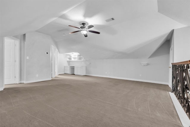 1930 Crisfield Dr, Sugar Land, TX 77479 - bonus room with carpet flooring, ceiling fan, lofted ceiling, and baseboards