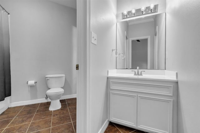 1930 Crisfield Dr, Sugar Land, TX 77479 - full bath with toilet, vanity, tile patterned floors, and baseboards