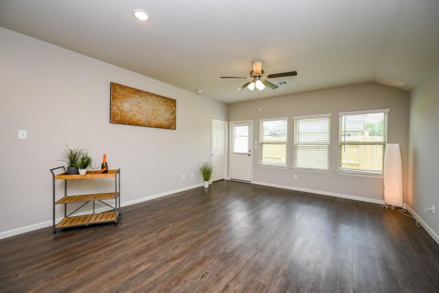 10130 Barn Owl Trl, Magnolia, TX 77354 - spare room with dark wood finished floors, ceiling fan, baseboards, a desk, and recessed lighting