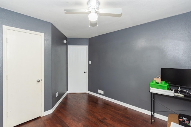 1803 Fallow Ln, Houston, TX 77049 - unfurnished office featuring wood finished floors, ceiling fan, and baseboards