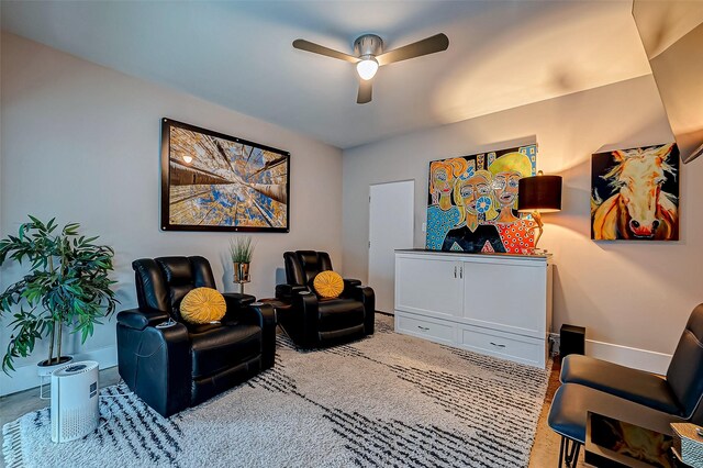536 Rutland Pl, Houston, TX 77007 - sitting room with a ceiling fan, baseboards, and carpet