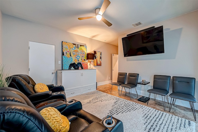536 Rutland Pl, Houston, TX 77007 - living area featuring ceiling fan and baseboards