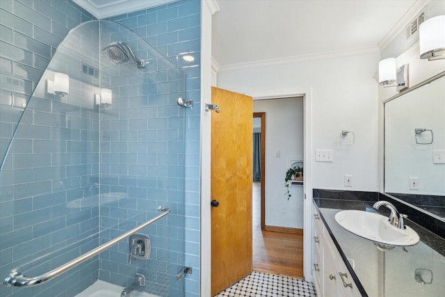 1219 Candlelight Ln, Houston, TX 77018 - bathroom featuring crown molding, vanity, and bathing tub / shower combination