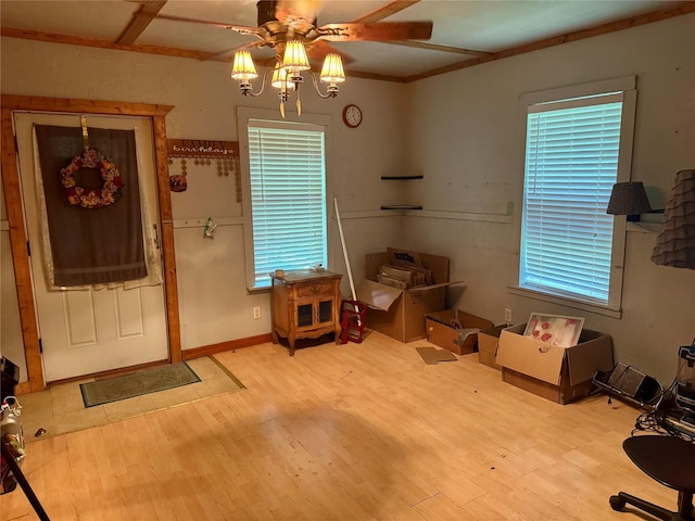 385 Ole Long Pull Rd, Livingston, TX 77351 - entrance foyer with ceiling fan and wood finished floors