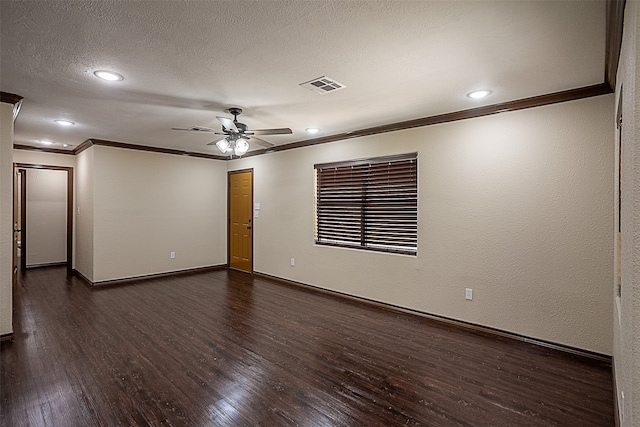 105A Butler Rd, Vidor, TX 77662 - unfurnished room with crown molding, ceiling fan, dark wood-type flooring, baseboards, and recessed lighting