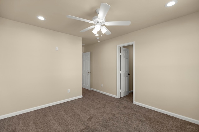 7754 Ave J, Houston, TX 77012 - carpeted empty room featuring baseboards, recessed lighting, and ceiling fan