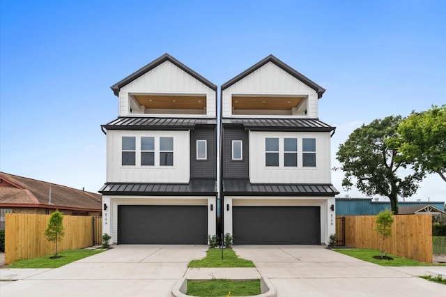 819 Dorothy St Unit B, Houston, TX 77008 - view of front of house featuring a standing seam roof, metal roof, and a garage