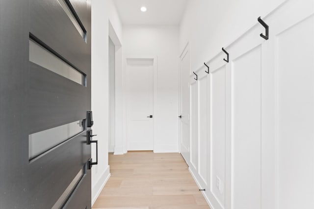 819 Dorothy St Unit B, Houston, TX 77008 - mudroom with light wood-style floors, recessed lighting, and baseboards