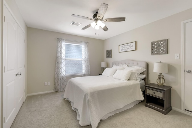 13823 Pointed Edge Ln, Cypress, TX 77429 - bedroom featuring light colored carpet, baseboards, and a ceiling fan
