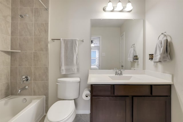 13823 Pointed Edge Ln, Cypress, TX 77429 - full bathroom featuring toilet, vanity, bathing tub / shower combination, and baseboards