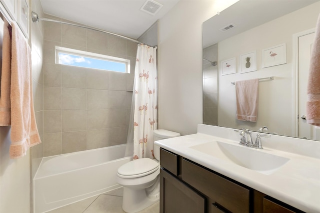 13823 Pointed Edge Ln, Cypress, TX 77429 - full bathroom featuring toilet, vanity, shower / bath combination with curtain, and tile patterned flooring