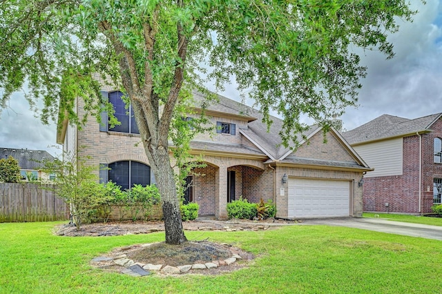 1752 Cypress Meadows Dr, Dickinson, TX 77539 - view of front of home with driveway, brick siding, a garage, and roof with shingles