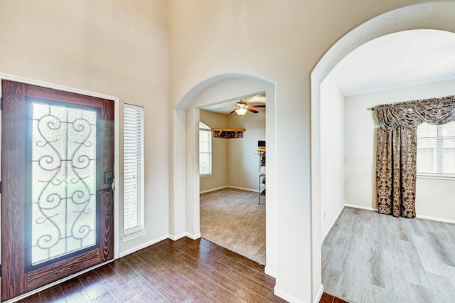 1752 Cypress Meadows Dr, Dickinson, TX 77539 - foyer featuring wood finished floors, arched walkways, and plenty of natural light