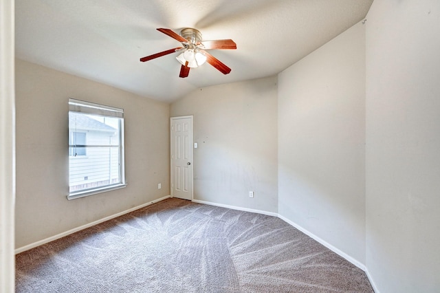 1752 Cypress Meadows Dr, Dickinson, TX 77539 - carpeted empty room with a ceiling fan, baseboards, and lofted ceiling