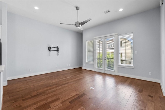 2607 Mcilhenny St, Houston, TX 77004 - empty room featuring wood finished floors, a ceiling fan, baseboards, and recessed lighting