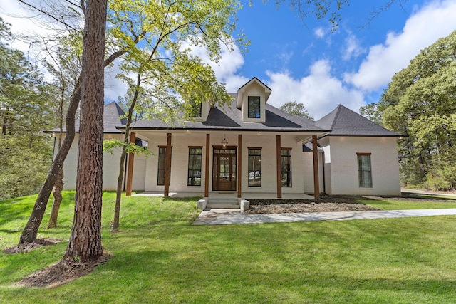 567 Lonestar Rd, Huntsville, TX 77340 - view of front of house featuring covered porch, a front yard, and roof with shingles
