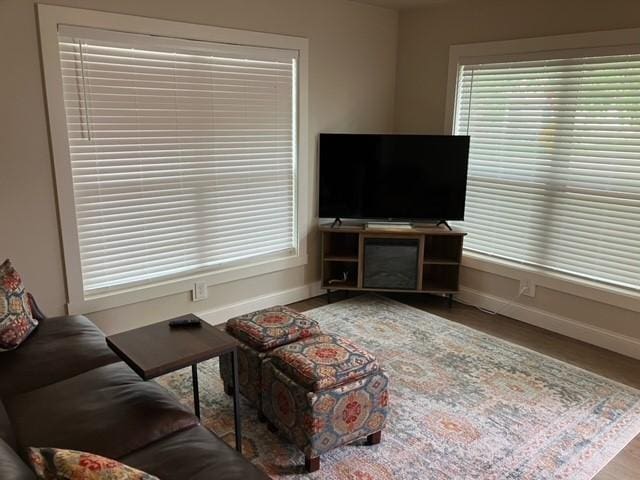 204 E Dry St, San Saba, TX 76877 - living area with baseboards and wood finished floors