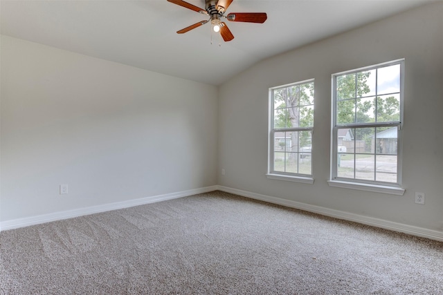 9022 Sultan Dr, Houston, TX 77078 - carpeted empty room with baseboards, lofted ceiling, and a ceiling fan