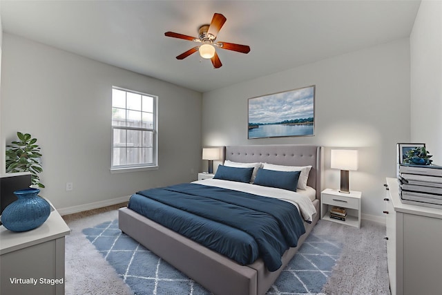 9022 Sultan Dr, Houston, TX 77078 - bedroom featuring carpet floors, baseboards, and a ceiling fan