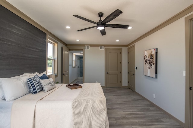103 Whispering Oaks, Somerville, TX 77879 - bedroom with recessed lighting, wood finished floors, baseboards, and a ceiling fan