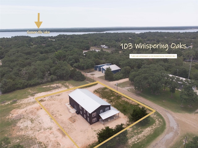 103 Whispering Oaks, Somerville, TX 77879 - view of property location with property boundaries highlighted, a large body of water, and a forest