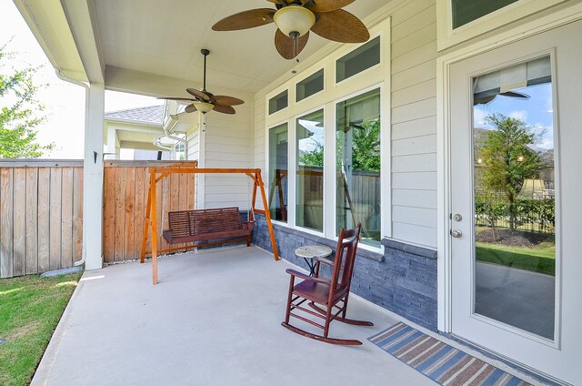 18234 Shoreline Vista Ln, Cypress, TX 77433 - view of patio / terrace with ceiling fan