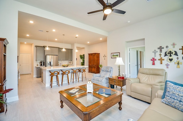 18234 Shoreline Vista Ln, Cypress, TX 77433 - living room featuring ceiling fan and recessed lighting
