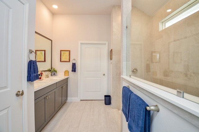 18234 Shoreline Vista Ln, Cypress, TX 77433 - bathroom with vanity and a walk in shower