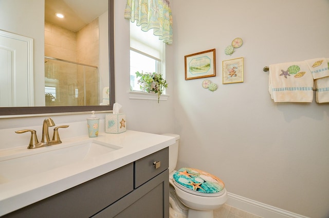 18234 Shoreline Vista Ln, Cypress, TX 77433 - full bathroom featuring toilet, vanity, and a tile shower