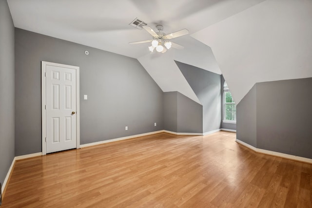 12126 Oak Park Dr, Houston, TX 77070 - bonus room featuring ceiling fan, light wood-type flooring, baseboards, and lofted ceiling