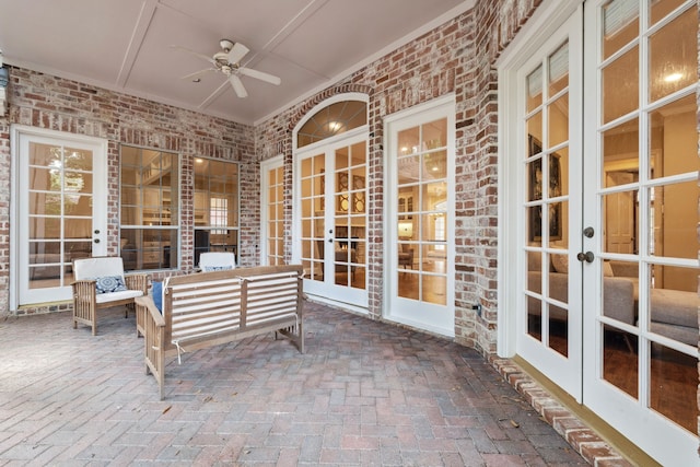 12126 Oak Park Dr, Houston, TX 77070 - unfurnished sunroom featuring french doors and ceiling fan