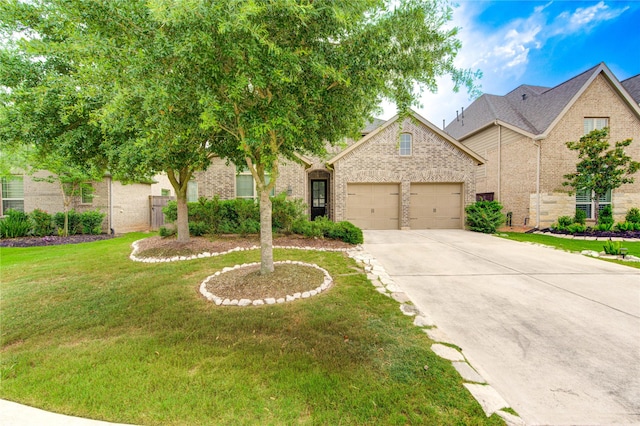 28418 Asher Falls Ln, Fulshear, TX 77441 - view of front of property featuring brick siding, concrete driveway, an attached garage, and a front yard