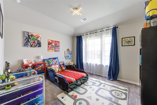 11702 Twin Creeks Hill Dr, Cypress, TX 77433 - carpeted bedroom featuring vaulted ceiling and baseboards