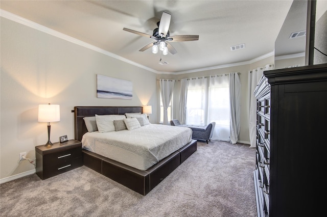 11702 Twin Creeks Hill Dr, Cypress, TX 77433 - carpeted bedroom featuring ornamental molding, baseboards, and a ceiling fan