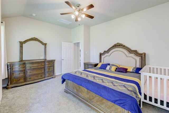 21430 Costalinda Dr, Cypress, TX 77433 - bedroom featuring carpet floors, lofted ceiling, and ceiling fan