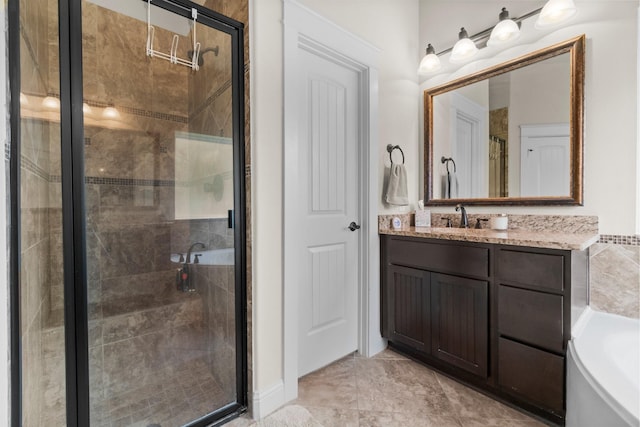 122 Cherry Oak Ln, Montgomery, TX 77316 - bathroom featuring a shower stall, vanity, and a tub