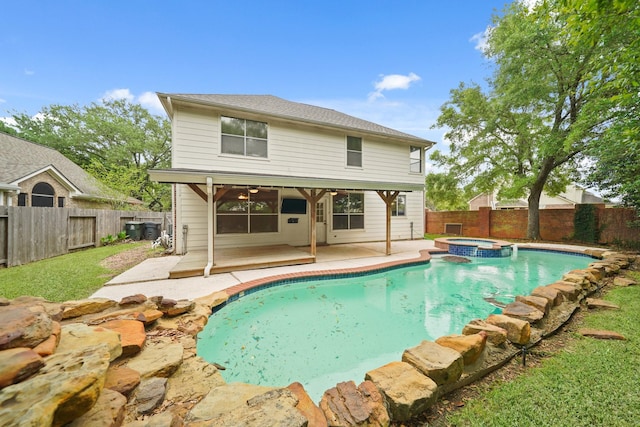 718 Presley Way, Sugar Land, TX 77479 - view of pool featuring a patio, a fenced backyard, and a pool with connected hot tub