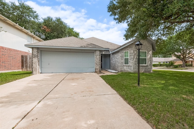 2902 Secluded Dr, Sugar Land, TX 77498 - single story home featuring driveway, an attached garage, a front lawn, and roof with shingles