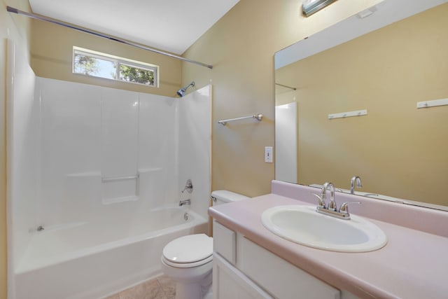 360 Holiday Ln, Coldspring, TX 77331 - bathroom featuring toilet, vanity, bathtub / shower combination, and tile patterned flooring