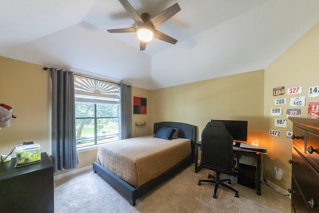 17407 W Blooming Rose Ct, Cypress, TX 77429 - carpeted bedroom featuring lofted ceiling, a ceiling fan, baseboards, and a desk