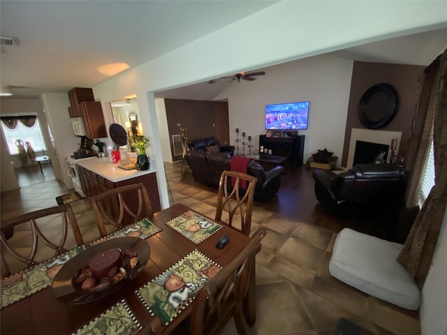 7706 Cloverlake Ct, Houston, TX 77040 - dining room featuring a ceiling fan and light tile patterned floors