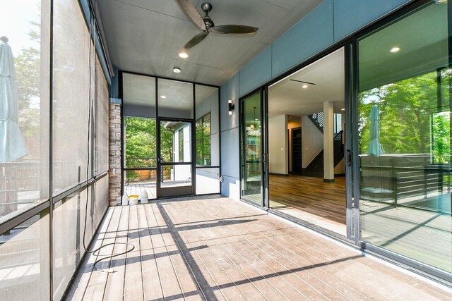 11007 Olde Mint House Ln, Tomball, TX 77375 - unfurnished sunroom featuring healthy amount of natural light and ceiling fan