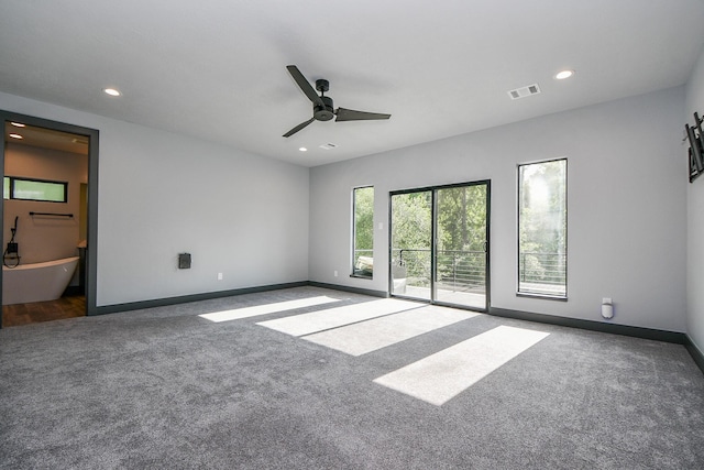 11007 Olde Mint House Ln, Tomball, TX 77375 - carpeted empty room with ceiling fan, baseboards, and recessed lighting
