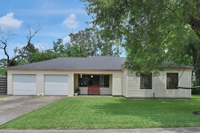 2009 Lamar Dr, Pasadena, TX 77502 - ranch-style home featuring concrete driveway, an attached garage, and a front lawn