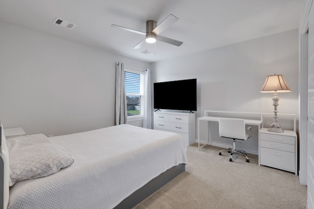 308 Spruce Oak Ln, Waller, TX 77484 - bedroom featuring light colored carpet, a ceiling fan, and baseboards