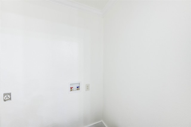 5326 Keystone St, Houston, TX 77021 - laundry area featuring washer hookup, crown molding, hookup for an electric dryer, and baseboards