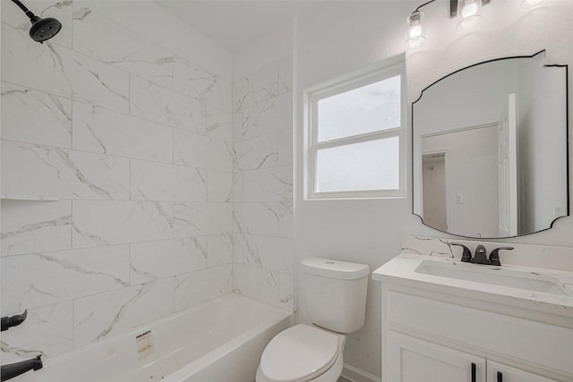 9212 Arvin St, Houston, TX 77028 - bathroom with toilet, vanity, and washtub / shower combination