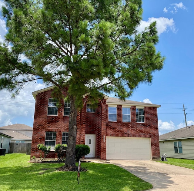 19042 Yaupon Ranch Dr, Cypress, TX 77433 - traditional home with concrete driveway, a garage, and brick siding