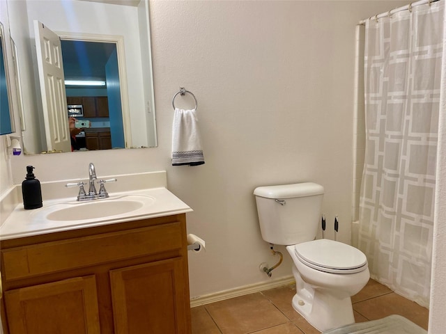 19042 Yaupon Ranch Dr, Cypress, TX 77433 - full bathroom featuring tile patterned flooring, vanity, and a shower with curtain