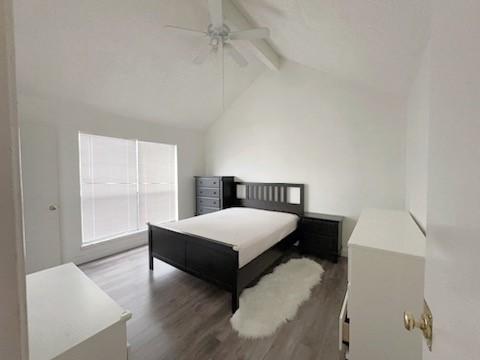 8443 Sands Point Dr, Houston, TX 77036 - bedroom featuring wood finished floors and ceiling fan